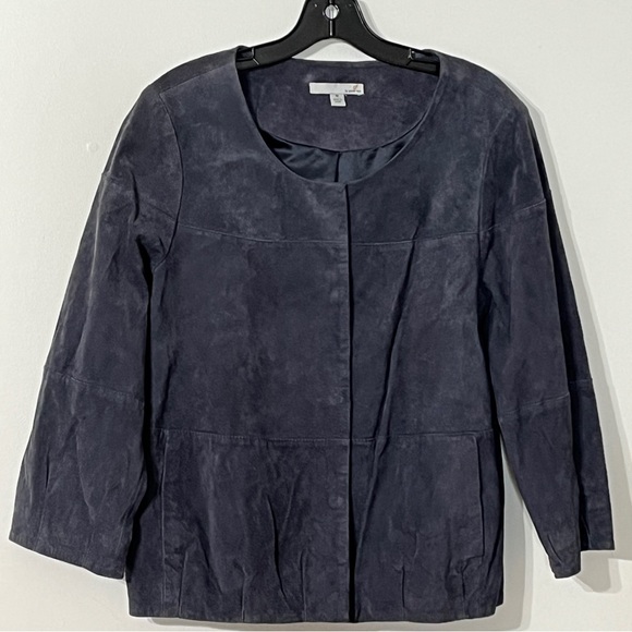 Geren Ford Jackets & Blazers - GF by Geren Ford Blue/Gray Leather Suede Jacket
